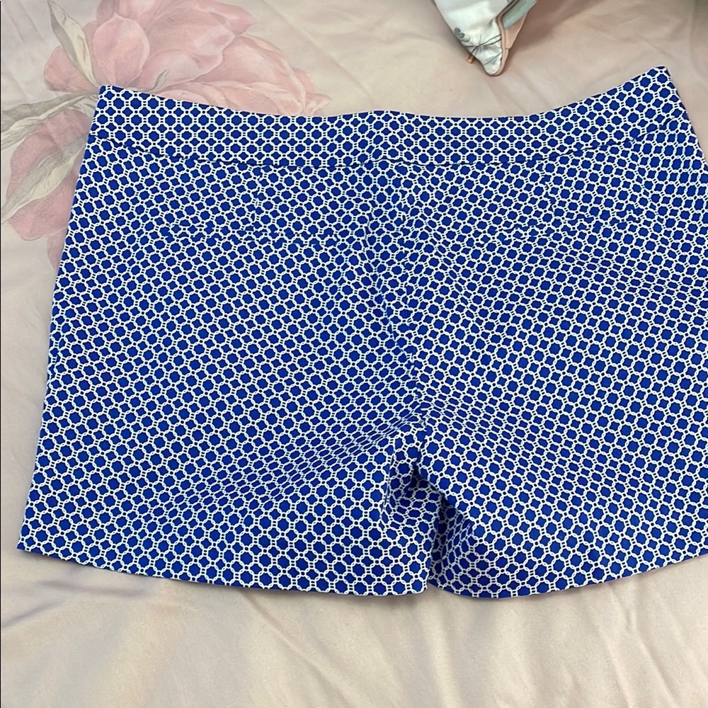Kenar Blue and White High Waist Shorts with Playful Pattern - Picture 2 of 6